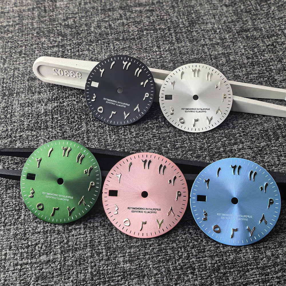 Arabic Pink numeral dial 28.5mm S dial ice blue green no night light men's mechanical suitable for NH35/NH36 ment watc S2610163TIQ