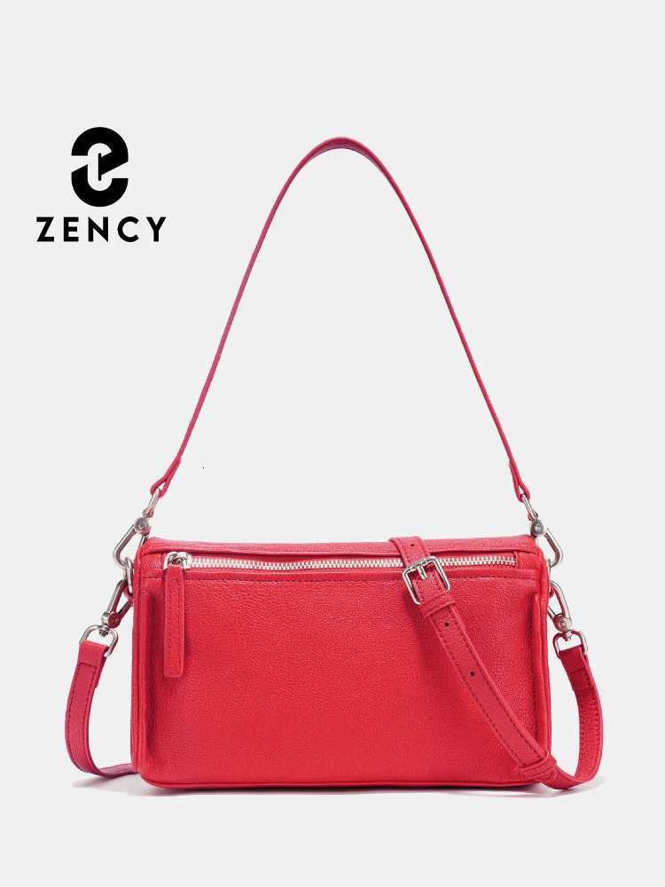 Shoulder Bags Zency Women's Genuine Leather Bag Small Simple Handbag Female Shoulder Crossbody Ladies Sheepskin Bag Satchels 2025 Red Bag X2610