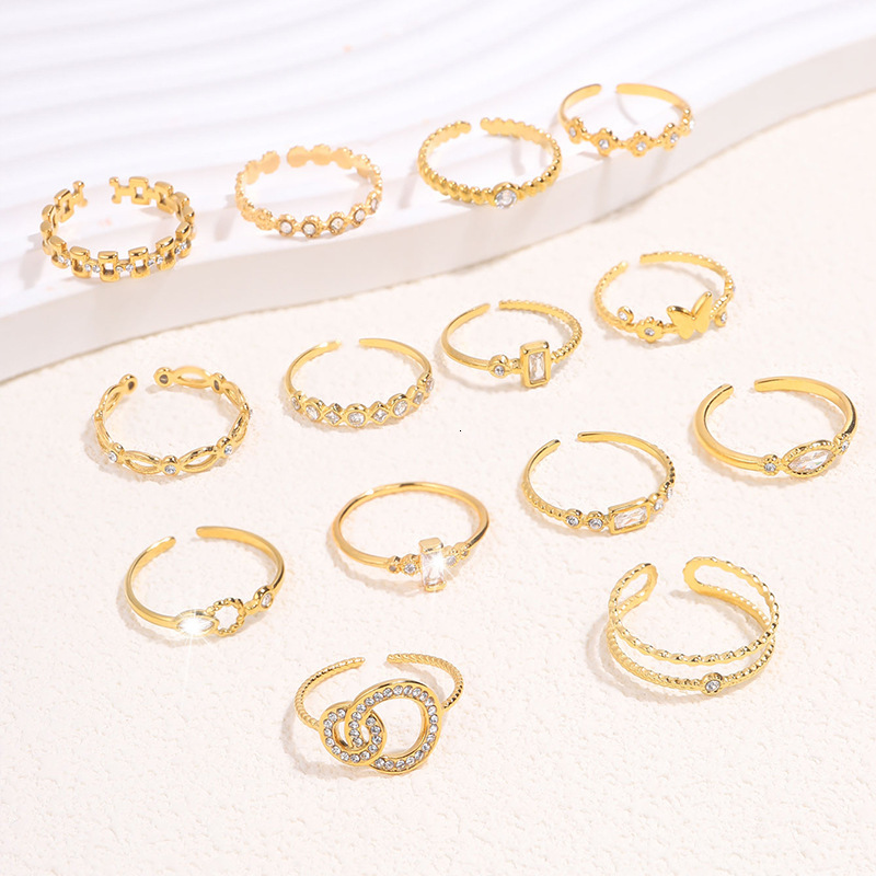 New Stainless Fashion Simple Butterfly Wheat Ear Elegant Versatile High-End Feel Titanium Steel Ring Jewelry