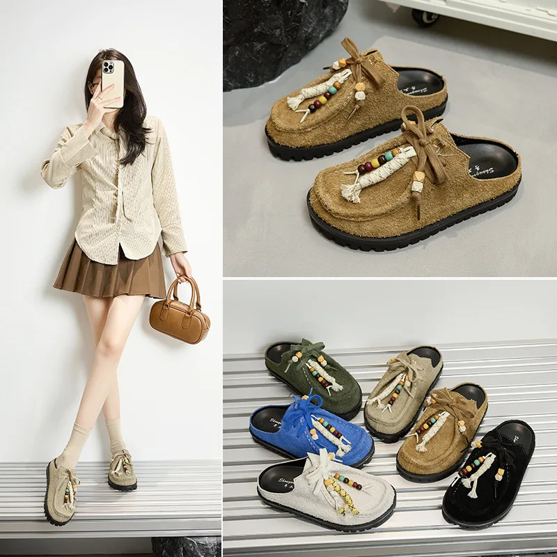 Genuine Leather Women Casual Shoes Retro Kangaroo Sneakers Spring Autumn Bean Shoes Comfortable 261016