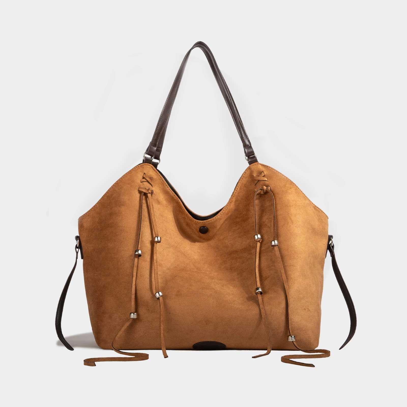 Shoulder Bags Vintage Faux Suede Women Shoulder Bags Large Capacity Tassel design ladies handbag winter new Commuting Female big totes bolsa X261016