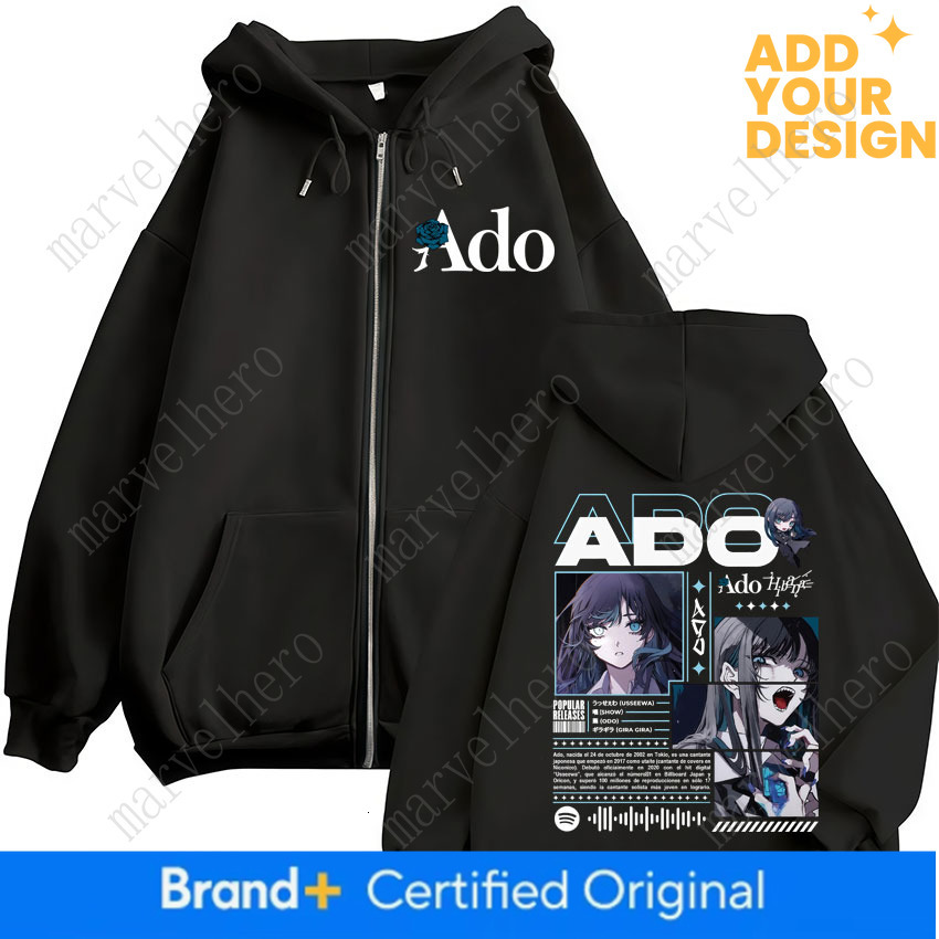 Ado World Tour Hibana Zipper Hoodies Men Women Clothing Fashion Harajuku Zip Up Sweatshirts Pullover Jacket Coat Streetwear