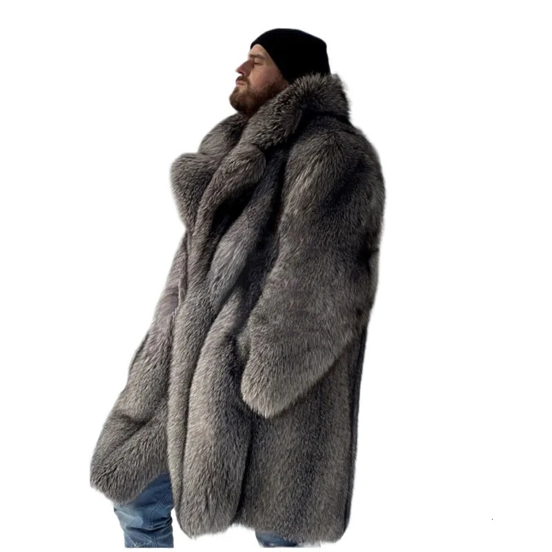 y Men's Clothing Fur Coats Faux Long Overcoats Plus Sizes Winter Thicken Warm Mink Windbreakers Jacket 261012