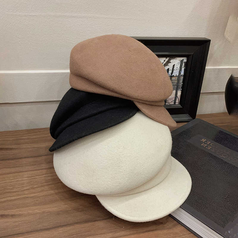 Pure 100% Wool Custom Autumn and Winter Beret Designer Wedding Ladies New Peaked Cap Banquet Top Hat S261016CJMC