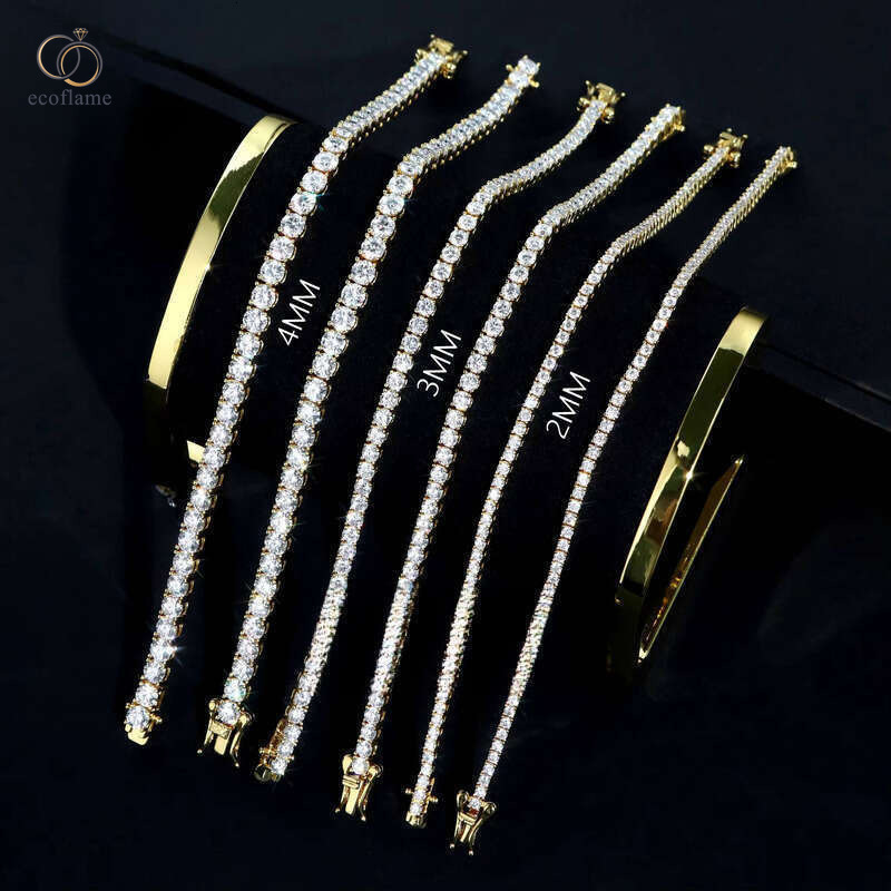 High Quality Fine Chain Link 10K 14k White Real Gold 2mm 3mm 4mm DEF VS Genuine HPHT Lab-Grown Tennis Bracelet