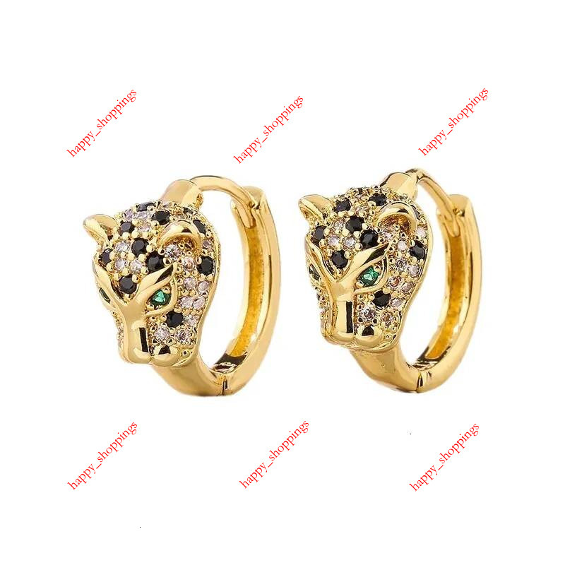 Luxury Brand Designer European And American Trendy Fashion Exquisite Jewelry Leopard For Women Copper Gold Plated Zirconia Personality Earring