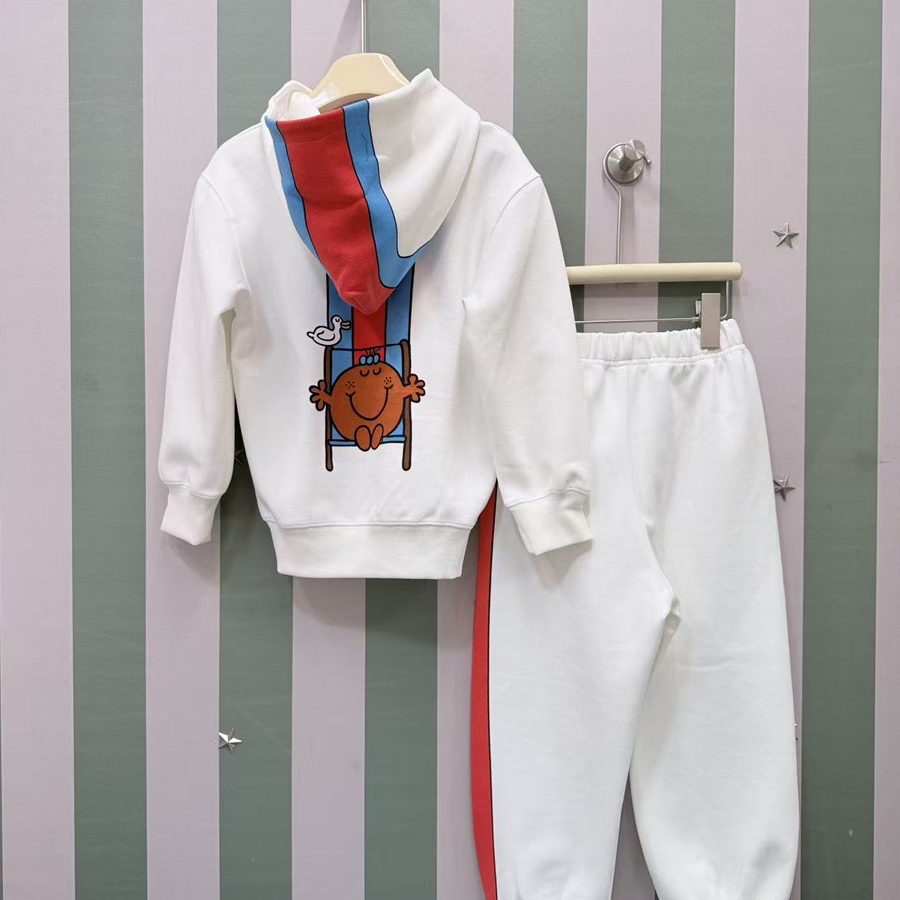 Designer Kids Hoodie Tracksuit Set Toddler Half Zip Hooded Sweatshirt Jogger Pants Cartoon Print Boys Girls 2 Piece Outfit for Children Size 90 - 16