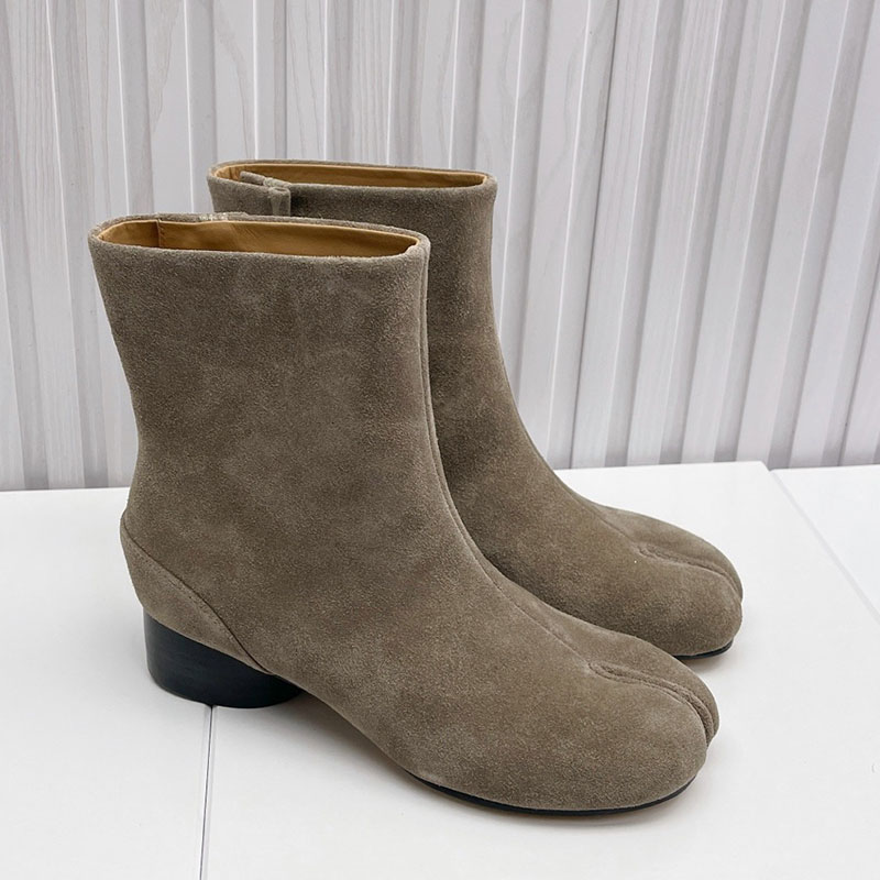 Womens Tabi Mirror Boots Ladies White Stitching At The Back Ankle Boot S58WU0 Designer Luxury Brand Short Boots Water Dyed Cowhide Split Toe Boot Si