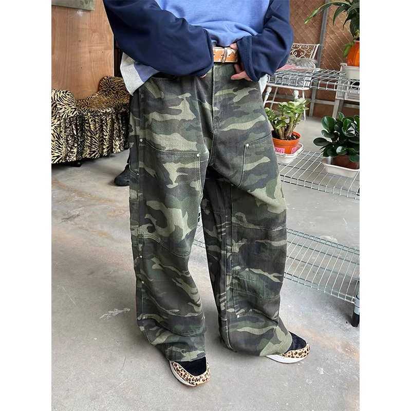 Men's Jeans Autumn Men's Y2k Baggy Camouflage Cargo Jeans Harajuku Vintage Oversize Denim Trouser Japanese 2000s Style Boyfriend Jeans Pan