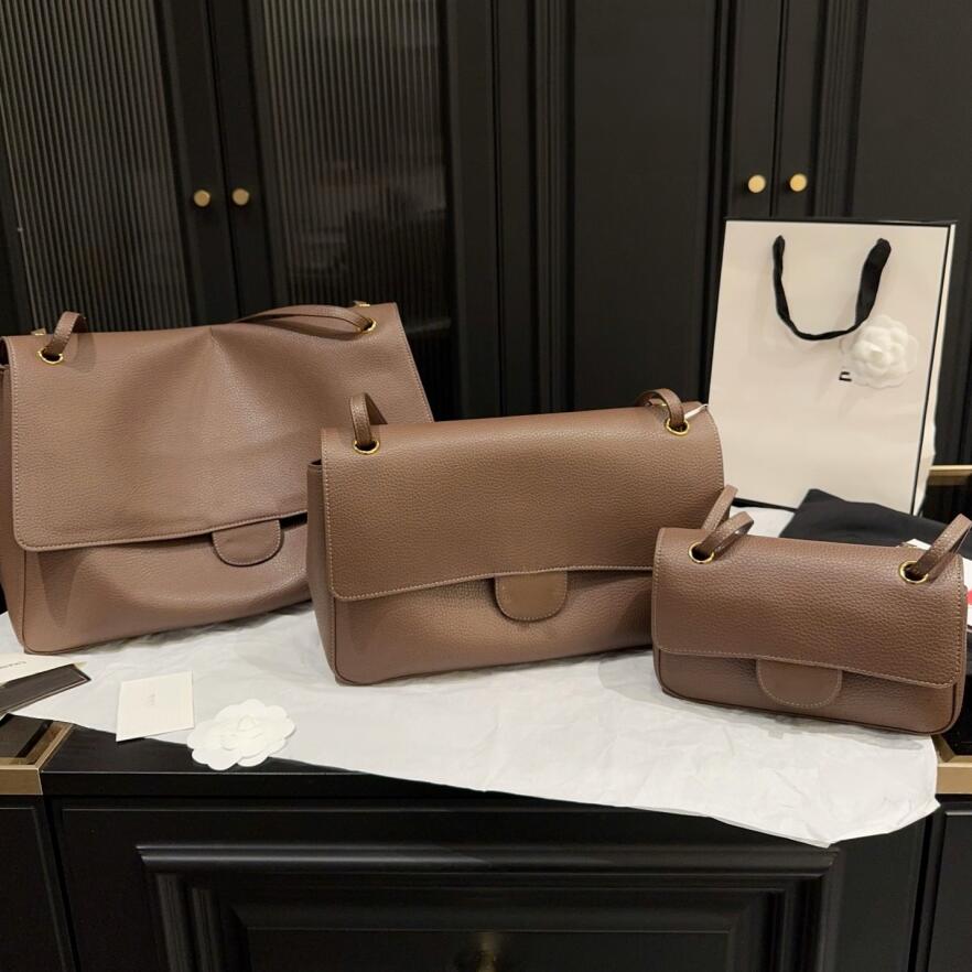 luxury designer bag for women lychee grain genuine leather classic maxi flap handbag multi size shoulder underarm bag fashionable tote bag for outin