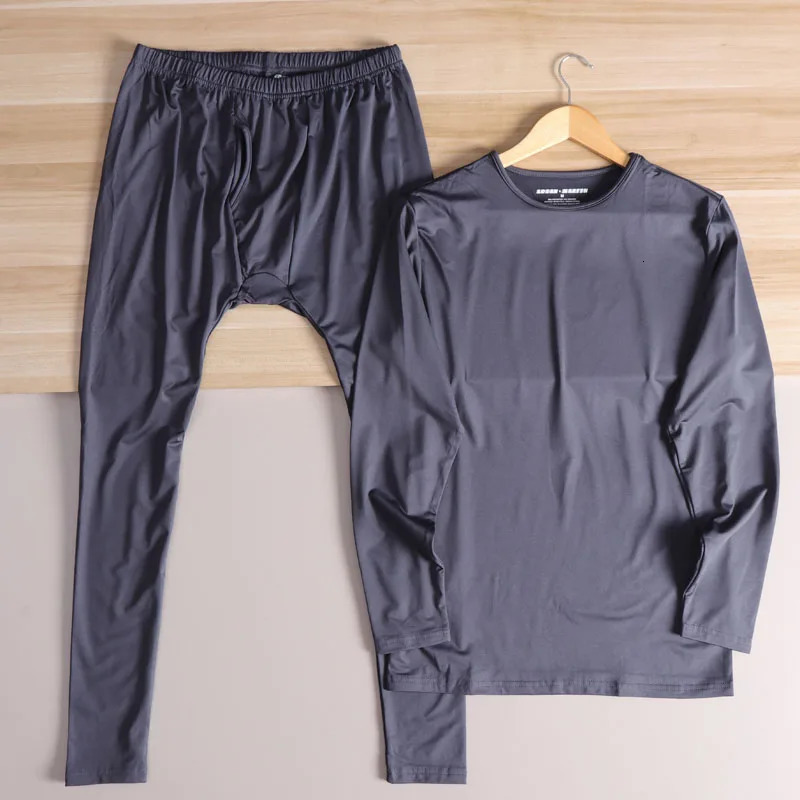 Men's Warmth Set Thin Fleece Breathable Moisture Wicking Inner Autumn Winter Simple Versatile Thermal Outfit Long Sleeve Pants 261012