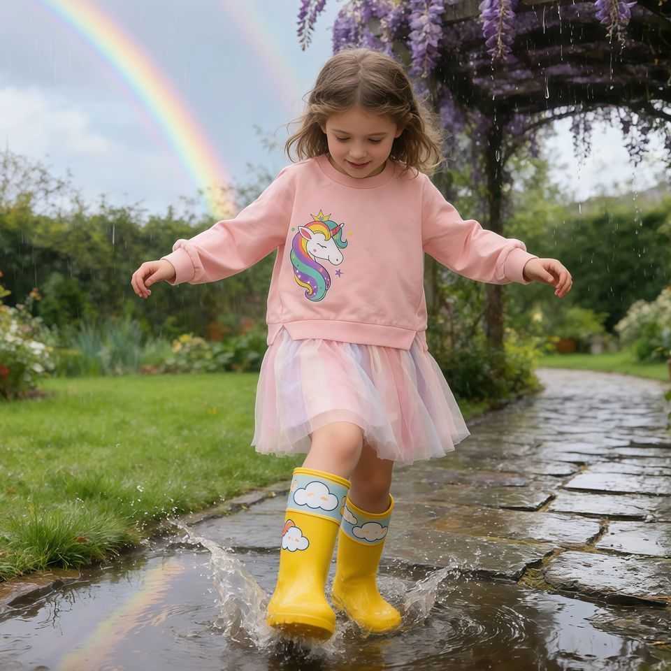 Unicorn New Girls Dress Autumn Spring Children Clothing Cotton Toddler Costume Birthday Party Kids Casual Princess Mesh Dress S261016LD9L