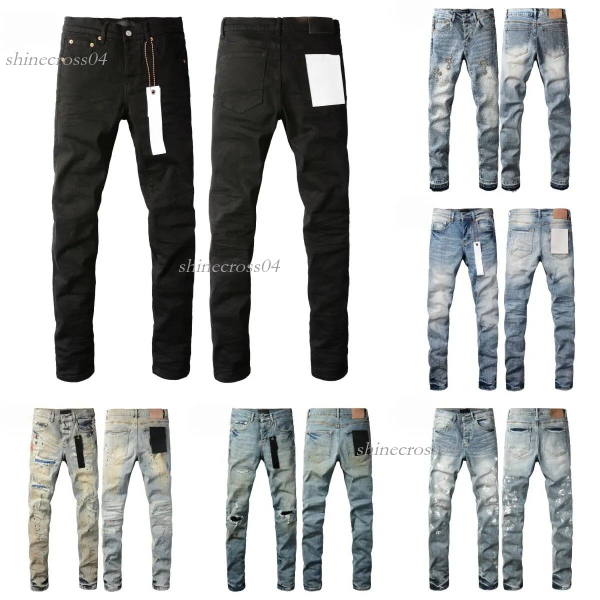 purples jeans designer purple pants women men's purple jean Ripped Black kusbi High end Quality Straight Shinny Sweatpants Retro jeans 493