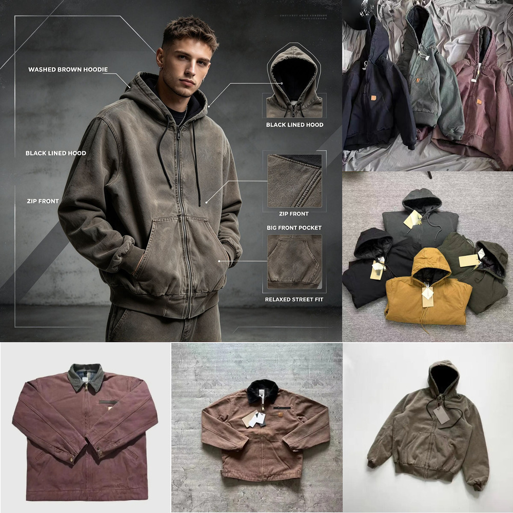 Carht Jacket Mens Designer American Street Jacket Washed Style Vintage Jacket Cart Puffer Cotton Mesh Coat Luxury Detroit Classic Trend Jacket 8511