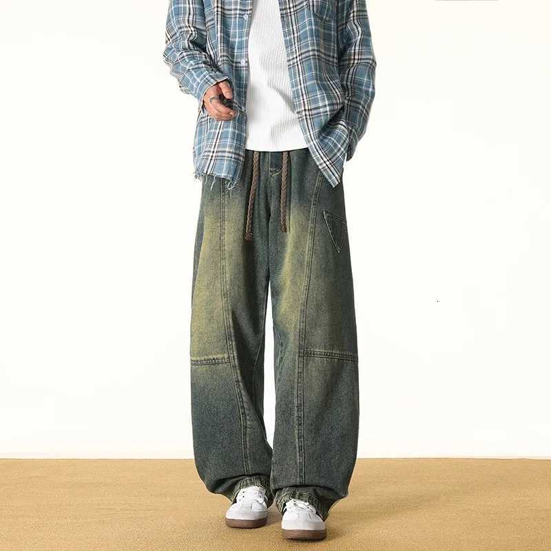 Men's Jeans Men's Jeans Wide Leg Loose Straight Fall Sense Washed Man Pants Denim Oversize Big Size Casual TrousersT261016