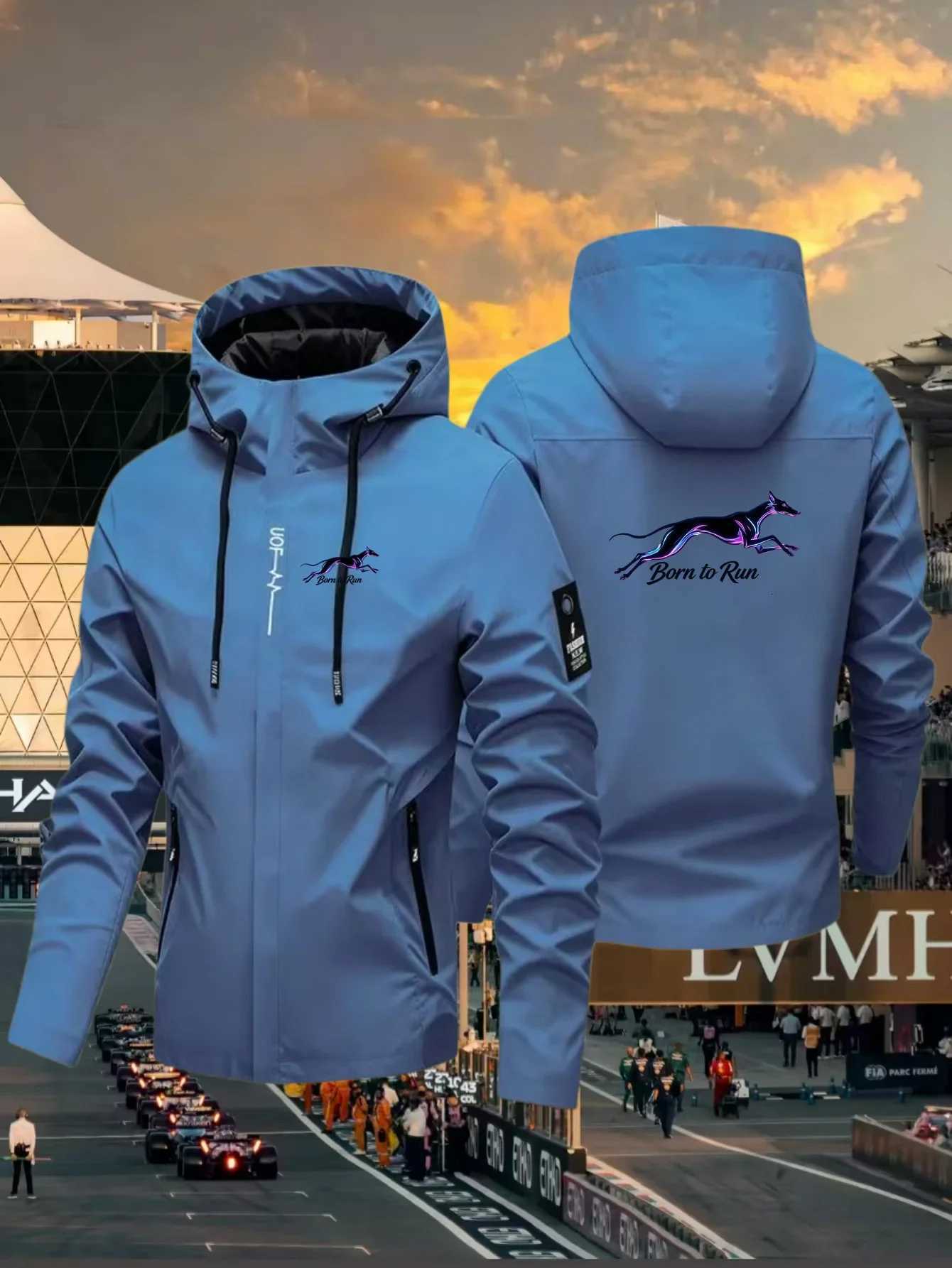 Outdoor Jackets Hoodies 2026 New Men's Waterproof Hooded Lightweight Cycling Purp Dog Print Street-Sty Outdoor Hiking Windproof Casual CoatT261