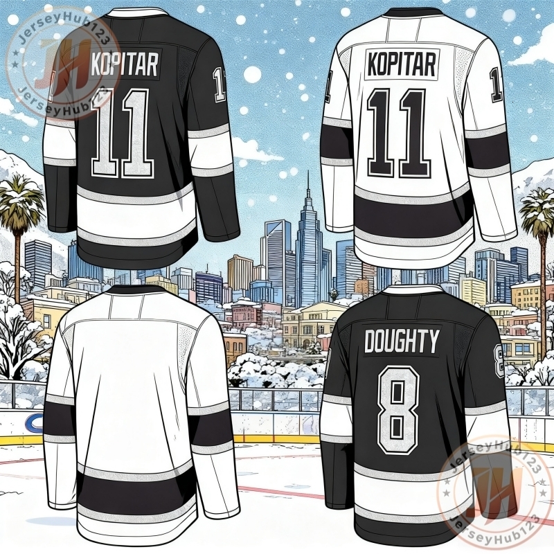 #11 Anze Kopitar #99 Wayne Gretzky #8 Drew Doughty Men's Embroidery Ice Hockey Jersey Black White Wholesale Hockey Uniform