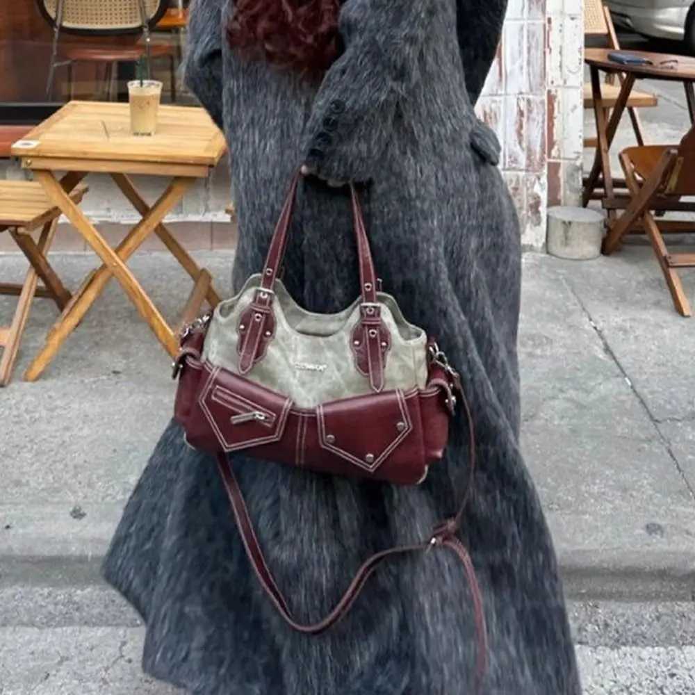 Shoulder Bags Casual PU Leather Shoulder Bag Crossed Color Multifunctional Trendy Pouch Large Capacity Underarm Bag Street Style X261016