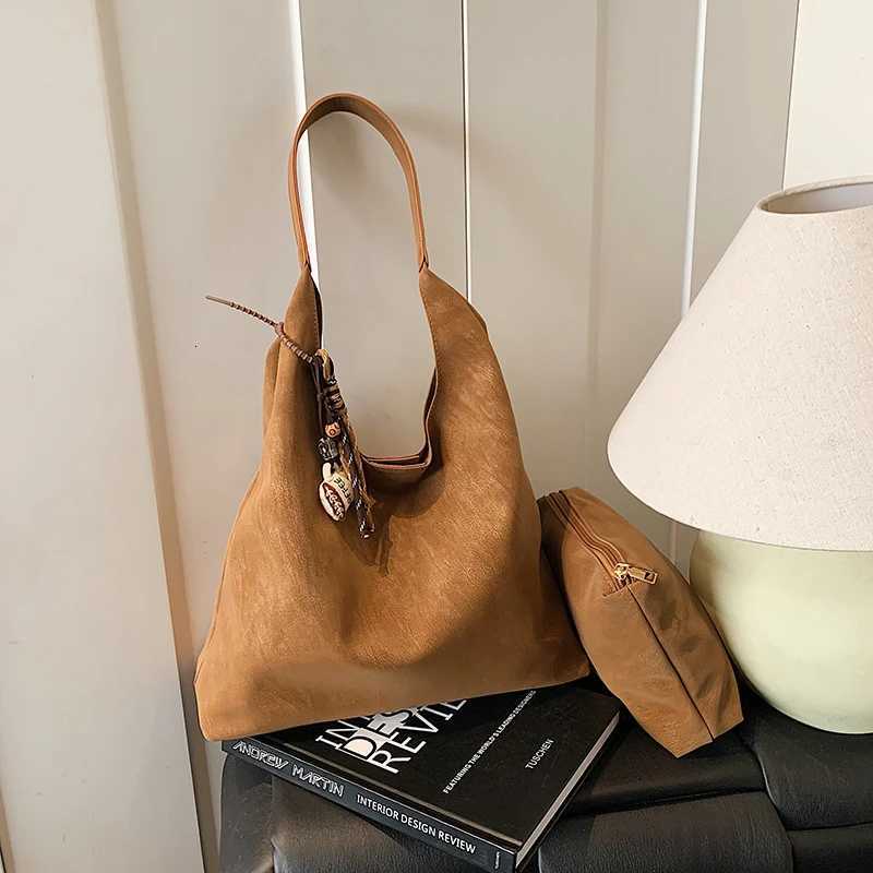 Shoulder Bags Faux Suede Solid Color Zipper Simple Casual Tote 2025 High-end Retro Bags Waterproof Durable Versatile Temperament Handbags X261016