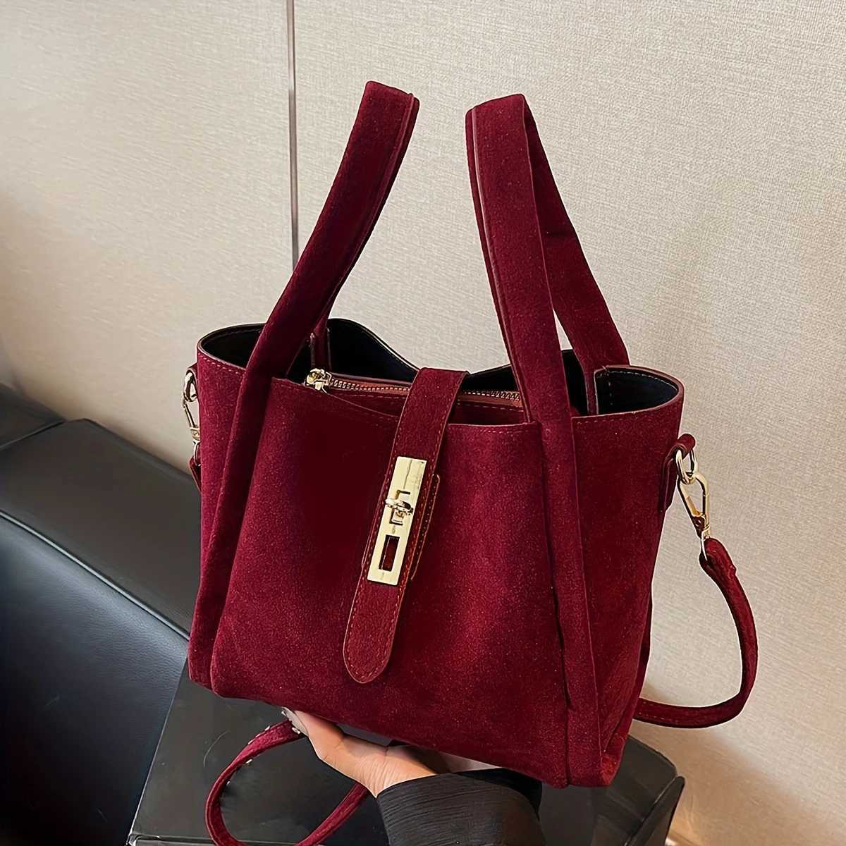 Shoulder Bags Autumn and winter texture frosted suede handbag simple fashion trend solid color classic elegant handbag H261016