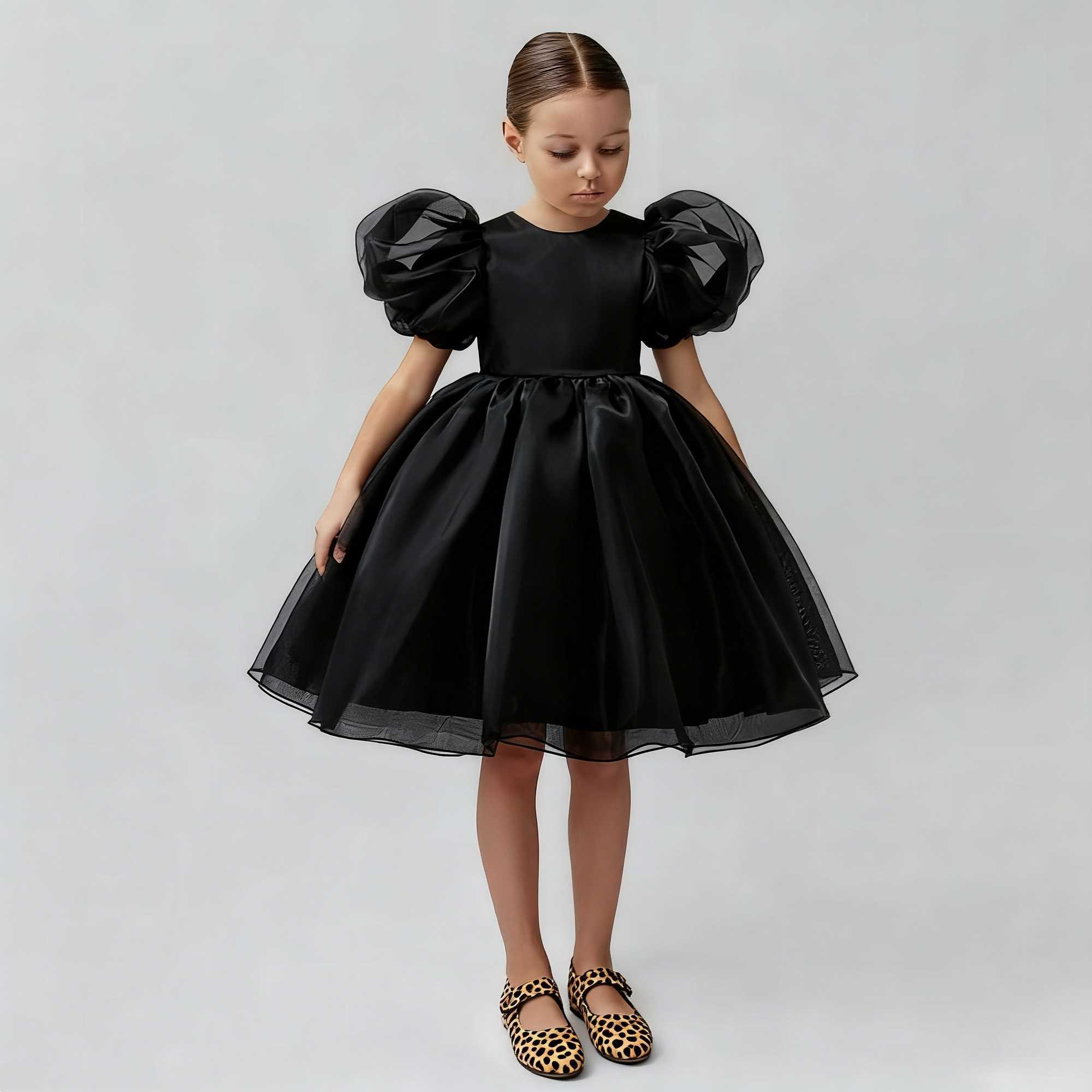 Bridesmaids Elegant Party Girls Dress Puff Sleeve Baptism Wedding Princess Prom Dresses for Girl Gala Birthday Christmas Costume S26101670YB