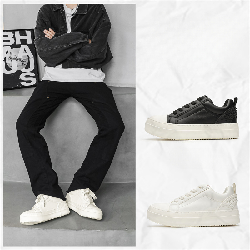 2026 New Style White Sneakers, Niche Design, Thick-Soled, Height-Increasing, Trendy Athletic And Casual Shoes Men