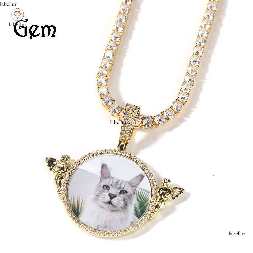Moissanite Jewelry Hip Hop Photo Gold-Plated Angel Shape Round Solid Pendant Micro-Inlaid Moissanite Jewelry Wholesale 4