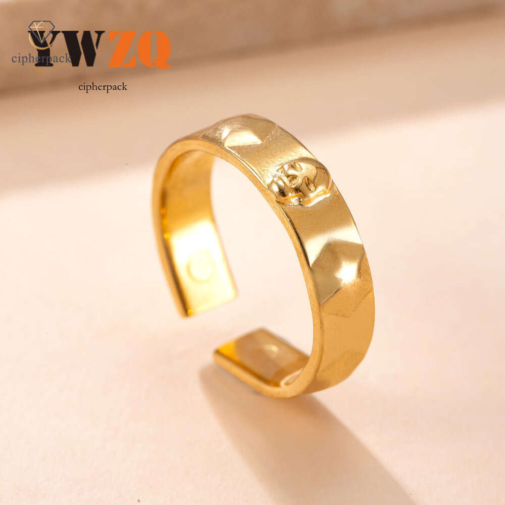 Jewelry titanium jewelry octagonal skull open with unique design 925 Sterling Silver 14K Gold ring manufacturer