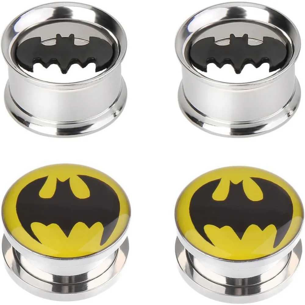 2Pair High Quty 316L Stainless Steel Screw-On Bat Ear Plugs Tunnel Plug/Channel Double Horn Expander Piercing Jewelry 2g-5/8" Q261016