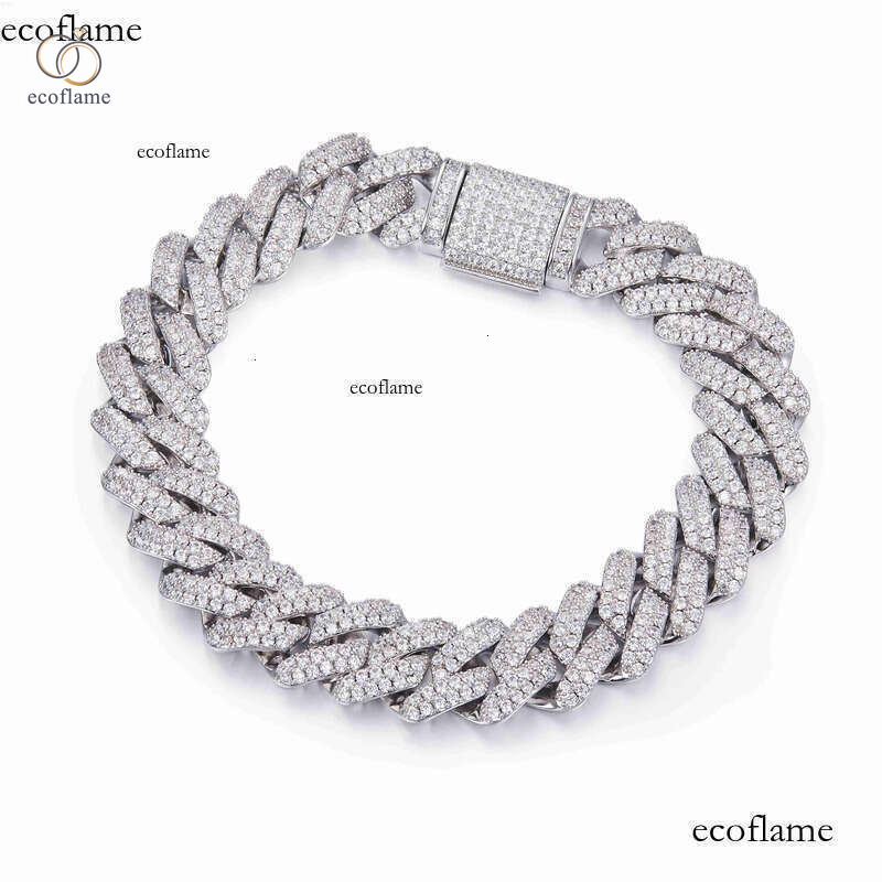 Miami Iced Out S Sterling Sier 14mm 16 18 20 22 24 26 Inch Moissanite Choker Baguette Cuban Link Chain Necklace for Men