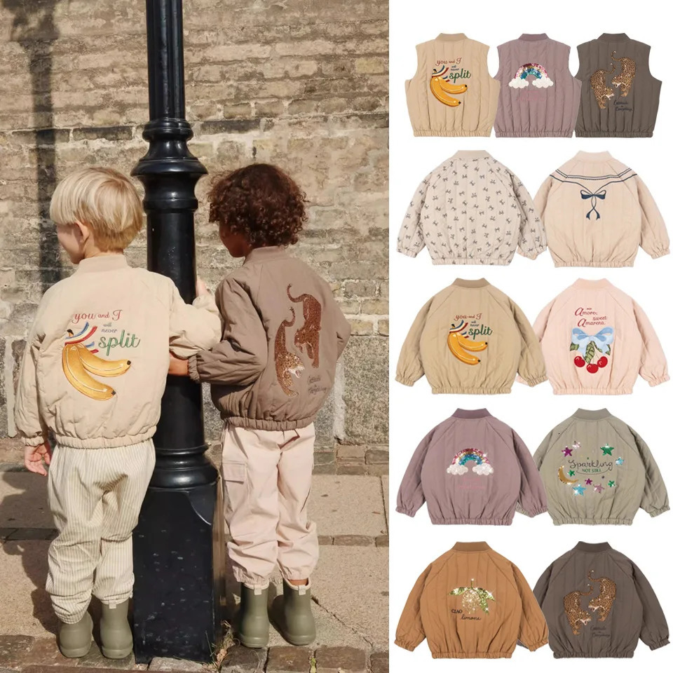 2025 KS Winter Baby Boys Lambswool Jackets Vest Kids Clothes Girls Cherry Jackets Outerwear Coats Flight Suit Jackets 1-9Y261016