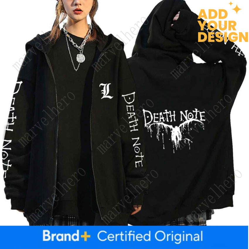 Japan Anime Death Note Zip Up Hoodies Gothic Men S Cartoon Misa Amane L Ryuk Graphic Streetwear Black Fleece Zipper Jacket Coats