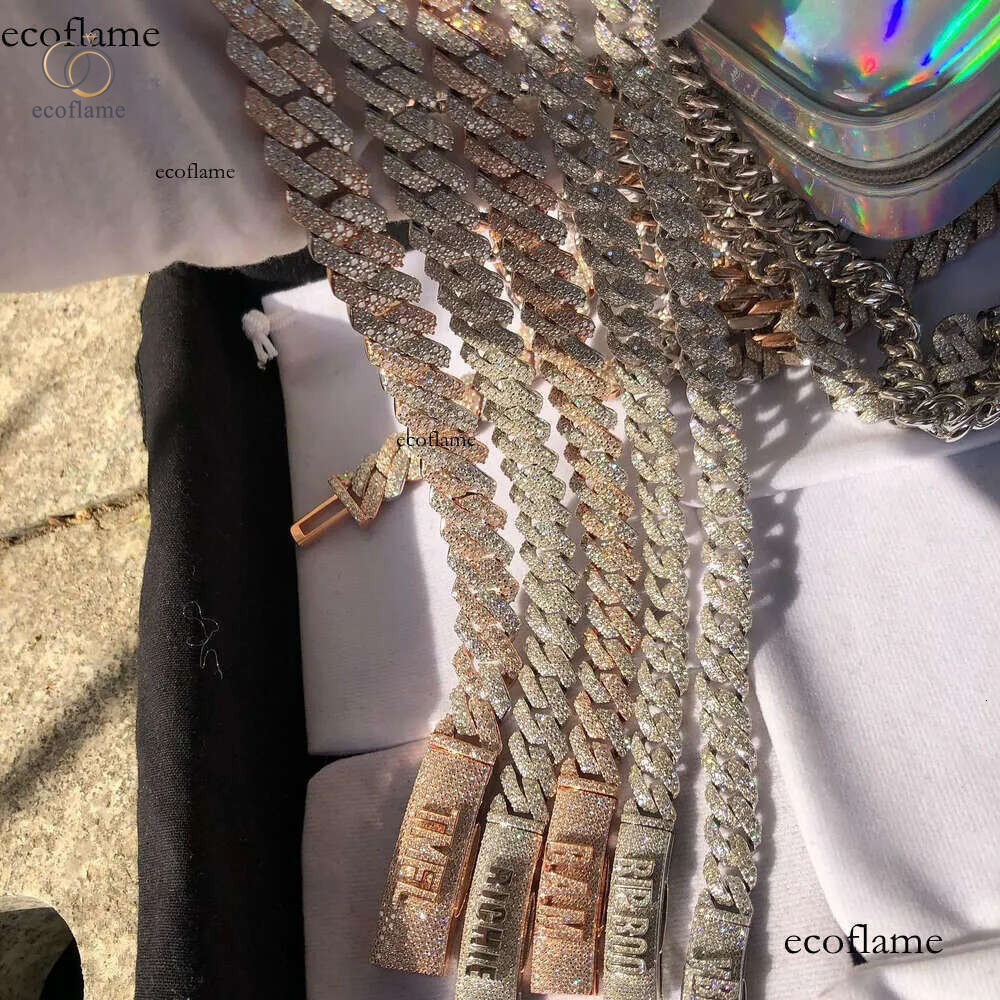 Custom Gold Plated Cuban Link Moissanite Chain Pass Dia Tester Round Brilliant Cut Sier Fine Bracelet Jewelry