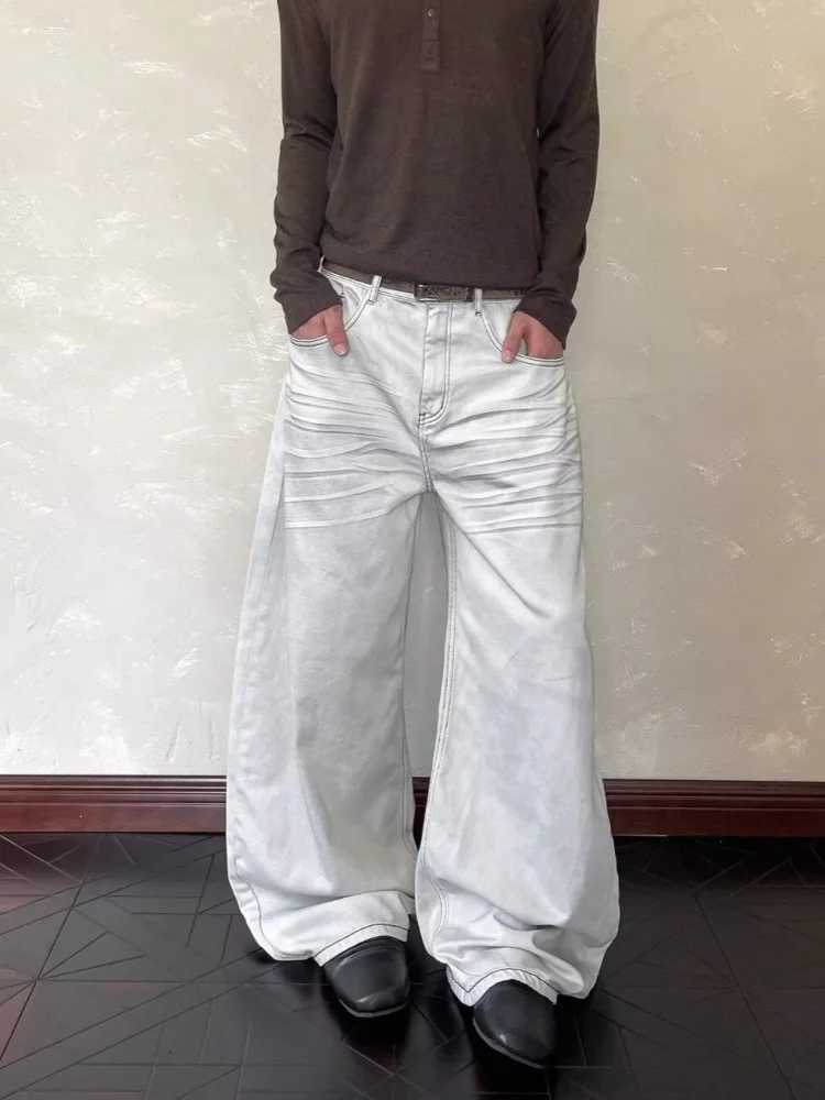 Men's Jeans 2026 Ropa Y2K New Fashion Washed White Baggy Cleanfit Jeans Pants For Men Clothing Wide Leg Cotton Long Trousers Pantalon HombreT26