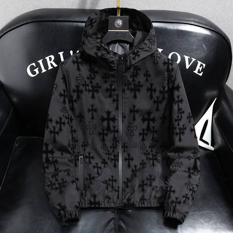 louisd Men Outerwear Coats Designer All Over Monogram Pattern Hooded Jacket Spring And Autumn Trendy Handsome Casual Windbreaker For Daily Wear 8a2