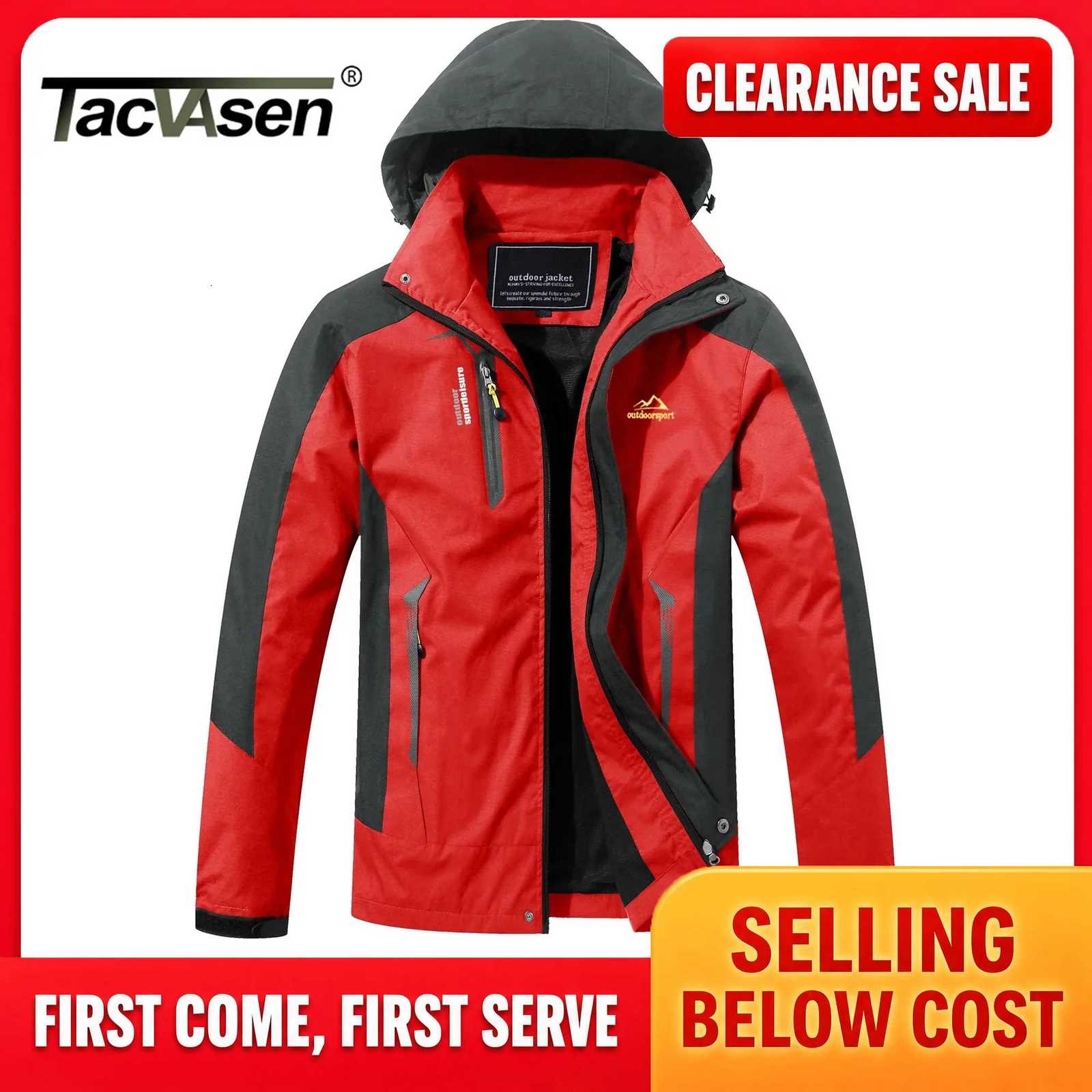 Outdoor Jackets Hoodies TACVASEN Outdoor Outer Shell Hiking Windbreaker Men's Hooded king Coat Waterproof Mountain Work Outwear ketT261016