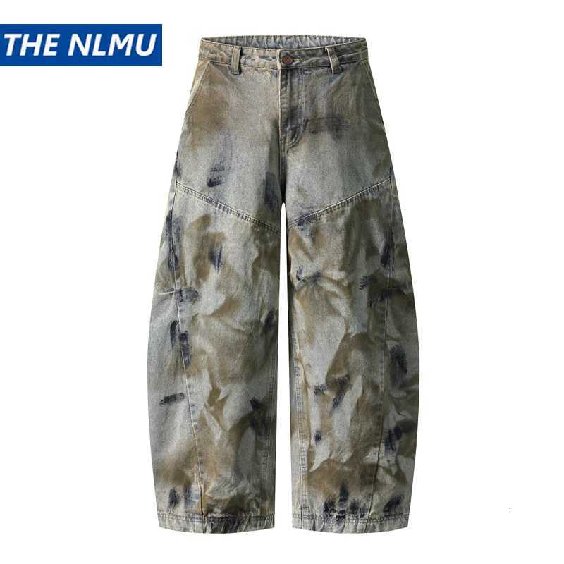 Men's Jeans Unisex Dirty Wash Baggy Jeans Men Vintage Wide Leg Denim Pants Streetwear Hip Hop Loose Luxury Designer Jeans TrousersT261016