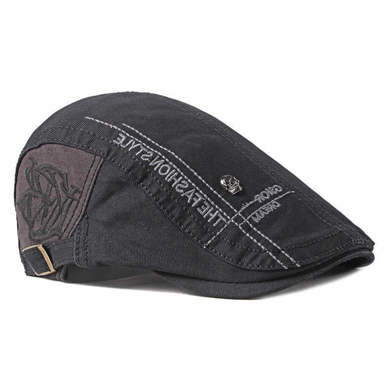 Spring 2023 Cotton Letter Embroidery Newsboy Caps Flat Peaked Cap Men and Women Painter Beret Hats 119 S261016CN2D