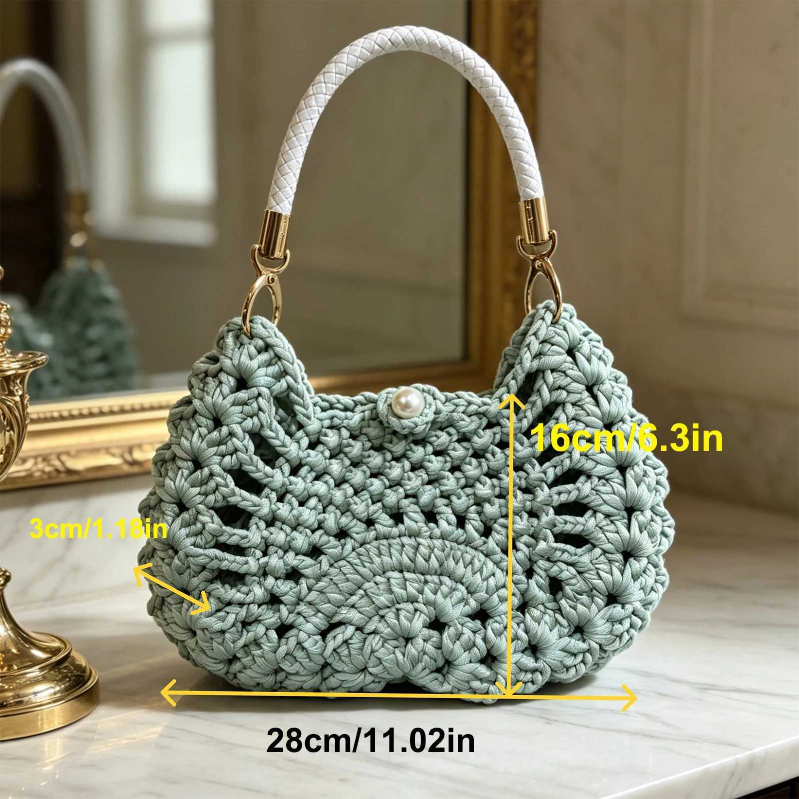 Evening Bags Women's Handbag Bohemian Style Bag New Handmade Crochet Bag Commuter Bag Cosmetic Bag Portable Bag Beach Bag H261016