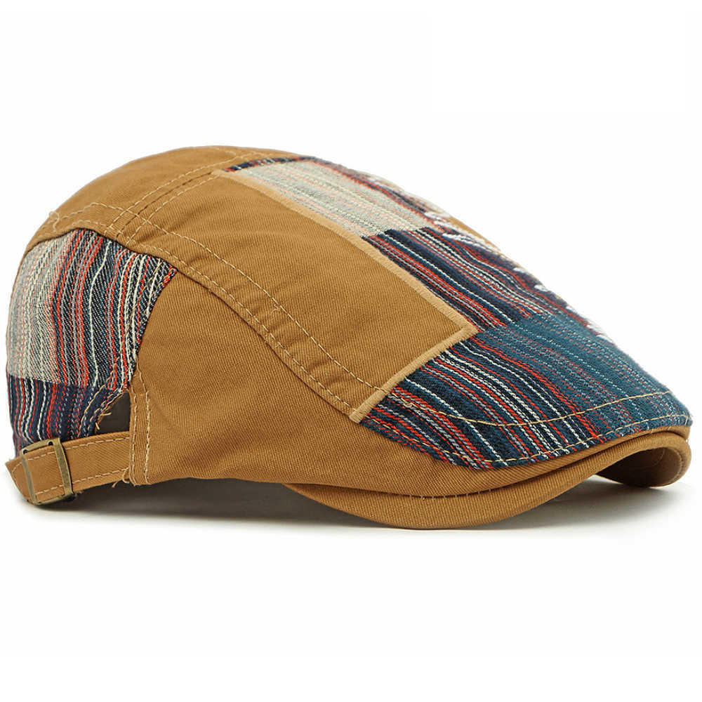 Beret HT4806 Cap Spring Summer Autumn Hats for Men Women Vintage Patchwork Beret Hat Male Female Ivy Flat Cap Adjustable Berets S2610166T36