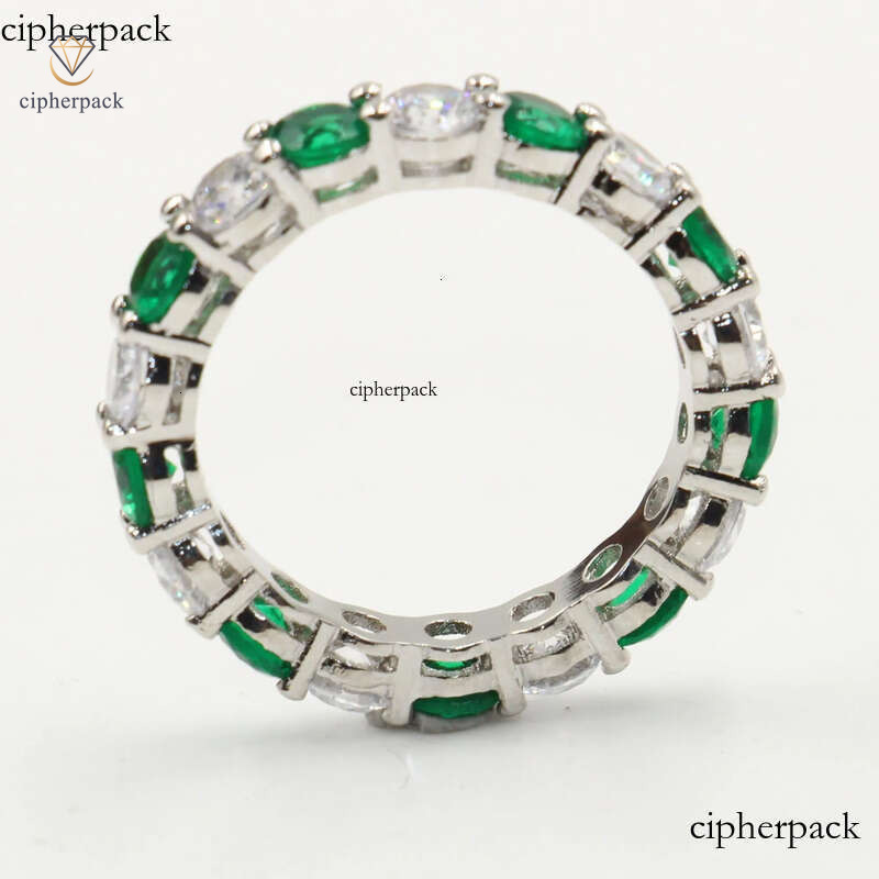Size 5-10 Drop Shipping High Quality Jewelry Sterling Sier Emerald Gemstones CZ Dia Lucky Wedding Engagement Band Ring Set