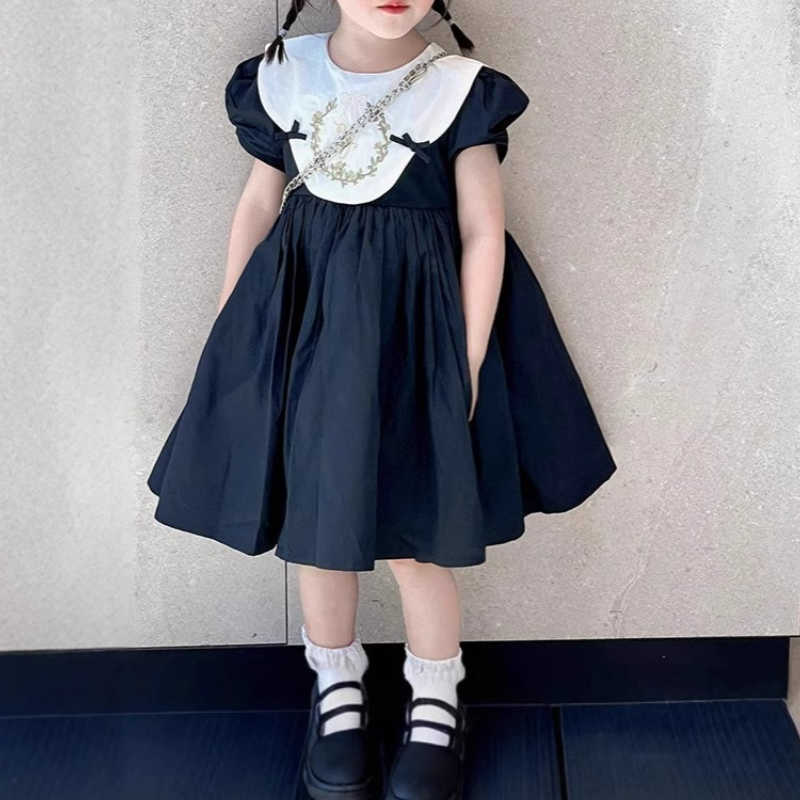 Girls Summer Dress New Fashionable Retro Bubble Sleeve Embroidered Princess Dress for Girls Children Clothes S261016CHPY