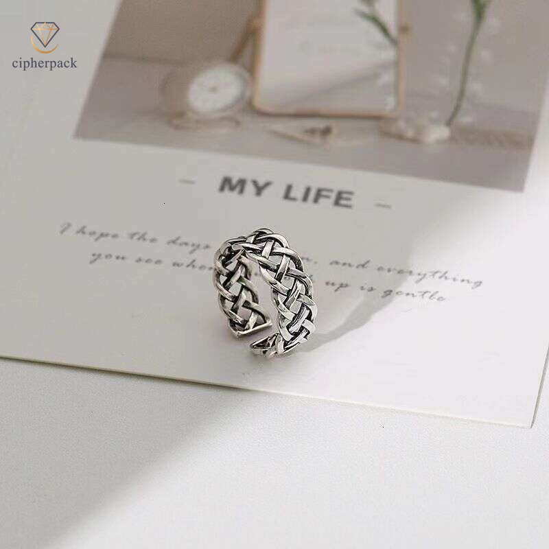 Copper Korean Dongdaemun ins trendy personalized hip-hop versatile cross-braided for women, simple and stylish ring