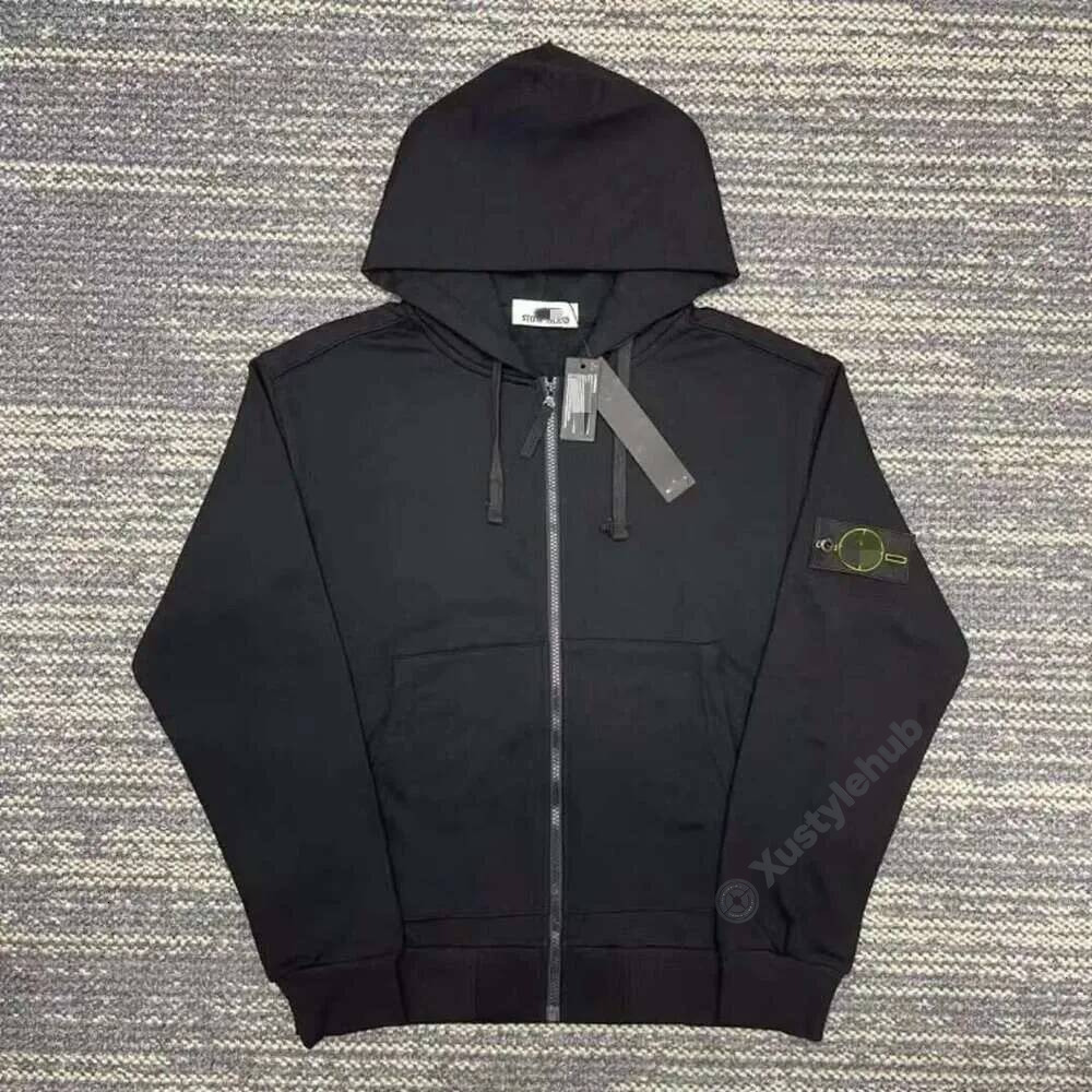 stone Cross Border Designer Clothing Stone Embroidered Unisex Solid Mens Color Casual Sports Hoodie Jacket Compass Sleeve Zipper Sweatshirt Technica