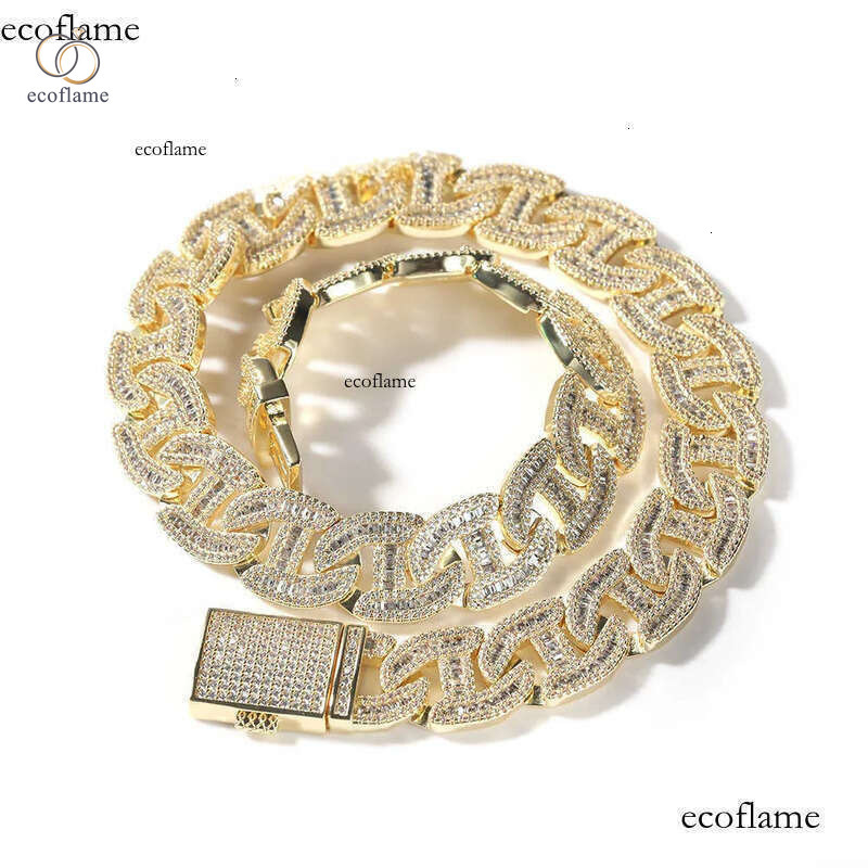 New zirconium hip hop personalized heavy duty full dia box buckle high quality men's necklace wholesale