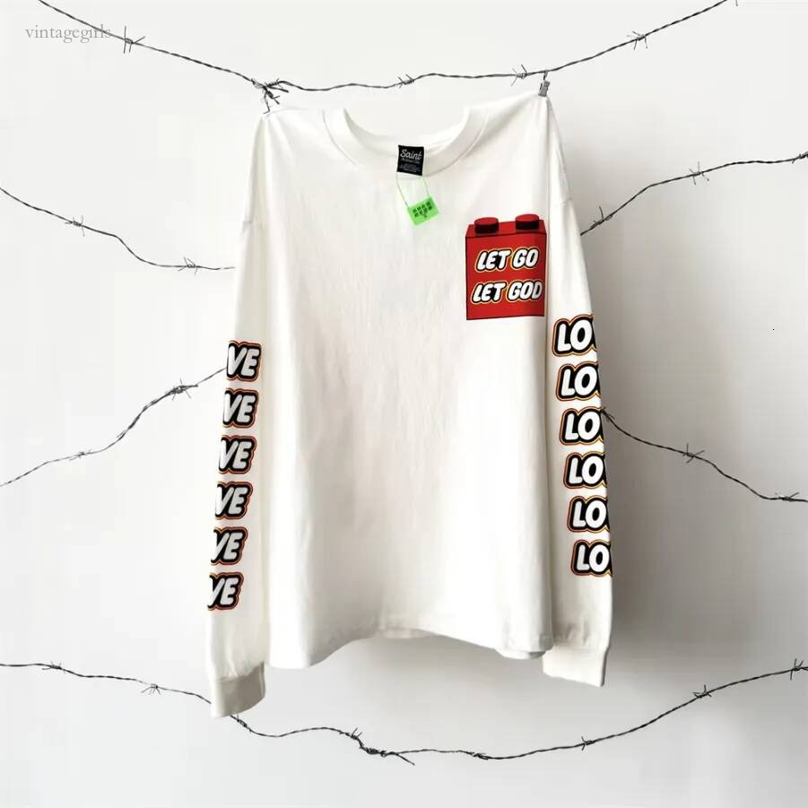 Designer Shirt Men Vintage Long Sleeve T Shirt Men Women White Printing Tee Tops T Shirts Autumn Graphic Streetwear Y2k Size S-Xl