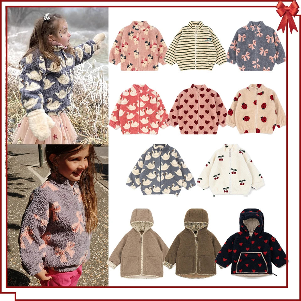 2025 Winter KS Children Cotton Lamb Wool Warm Outerwear Clothes Girls Print Coats Baby Boys Plus Fleece Jackets Kids Clothing261016