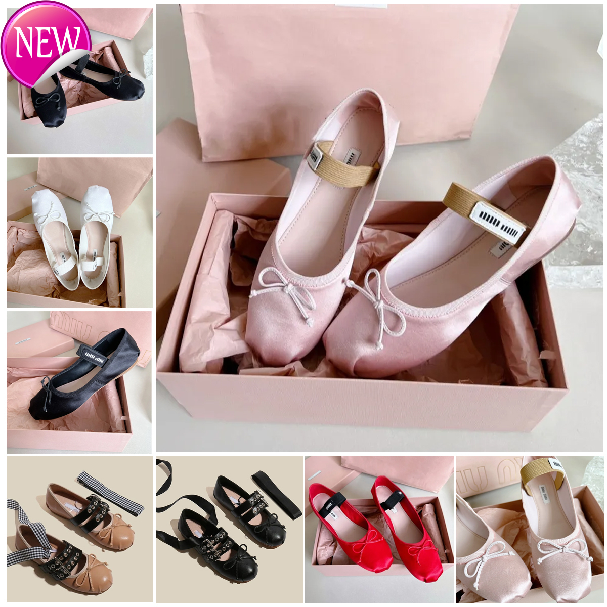 Ballet Paris Designer Professional Dance Shoes Satin ballerinas Bowknot Round toe Shallow Mouth Single Shoe Mary Jane comfortable flat sandals women
