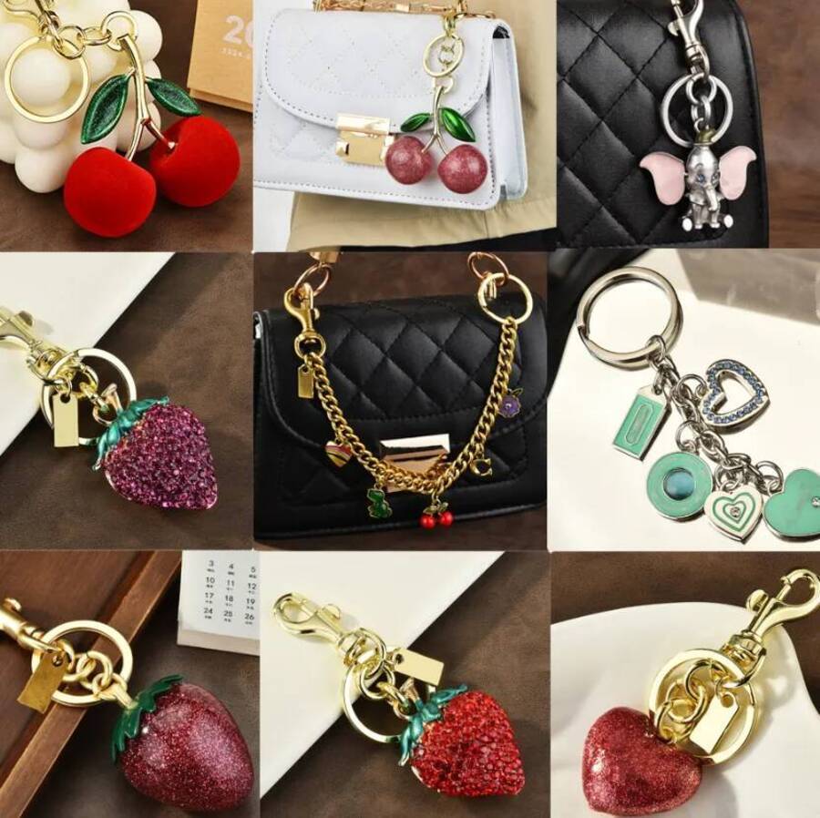 2026 cologne perfume Fashion Women Letter Designer Keychain Bag Charm Decoration Accessory Key Rings Cherry Resin Lanyards ss9