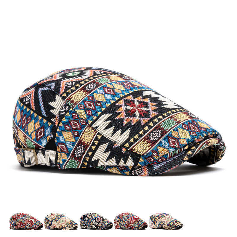 Autumn 2024 and Winter Polyester Print Newsboy Caps Flat Peaked Cap Men and Women Painter Beret Hats 154 S261016CUVB